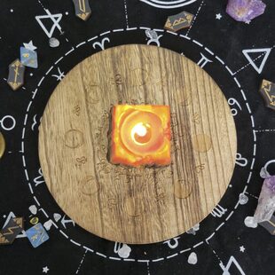 芒盘摆件月相魔家居烛台实木星水晶五量能祭坛星盘法圆盘置物桌面