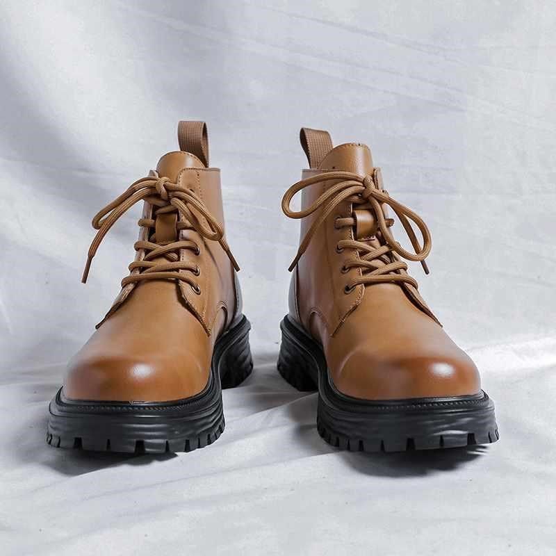 马丁靴男款低帮秋季英伦风高帮厚底男生皮鞋漆皮黑色中帮短筒爆款