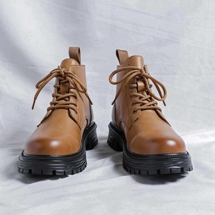 马丁靴男款低帮秋季英伦风高帮厚底男生皮鞋漆皮黑色中帮短筒爆款