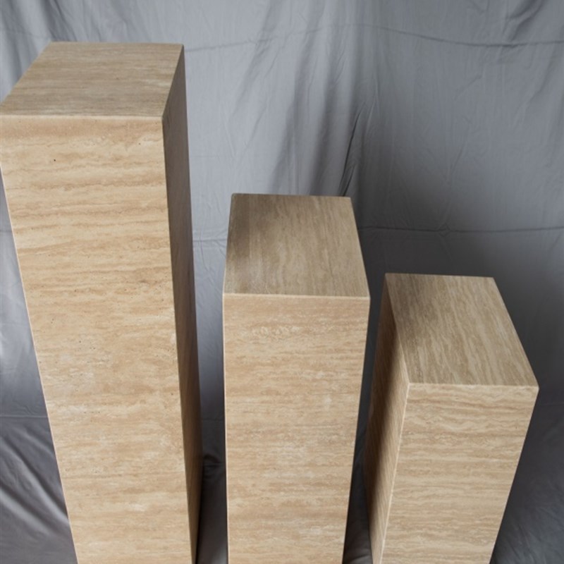 大理石台白洞米石立柱风玄关岛床头柜样板房侘寂雕塑底座摆件哑光