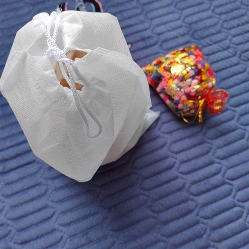 30克环保不织布布袋抽绳束口鞋子饰C品收纳袋防尘袋白色透气不织