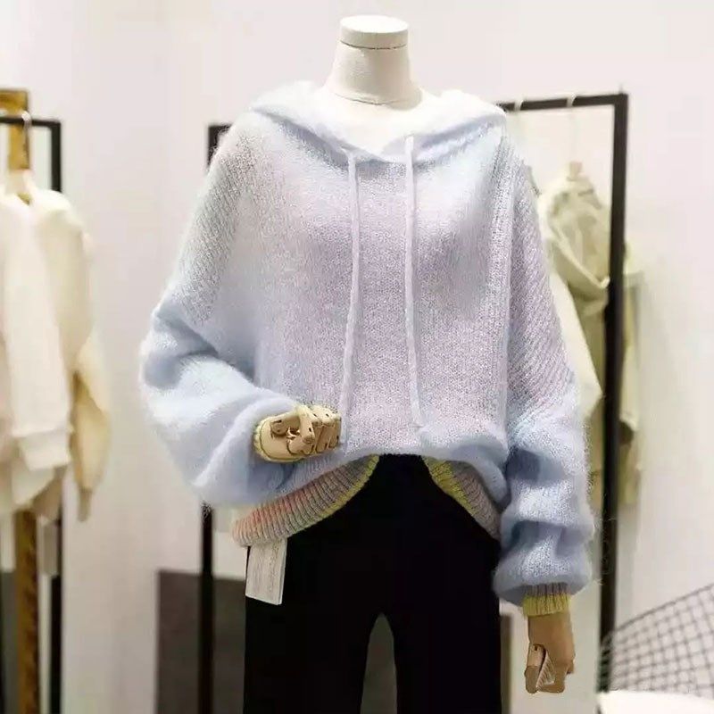 马海毛成人连帽衫毛衣材料包棒针手工编织制作DIY细毛Y线手编软滑