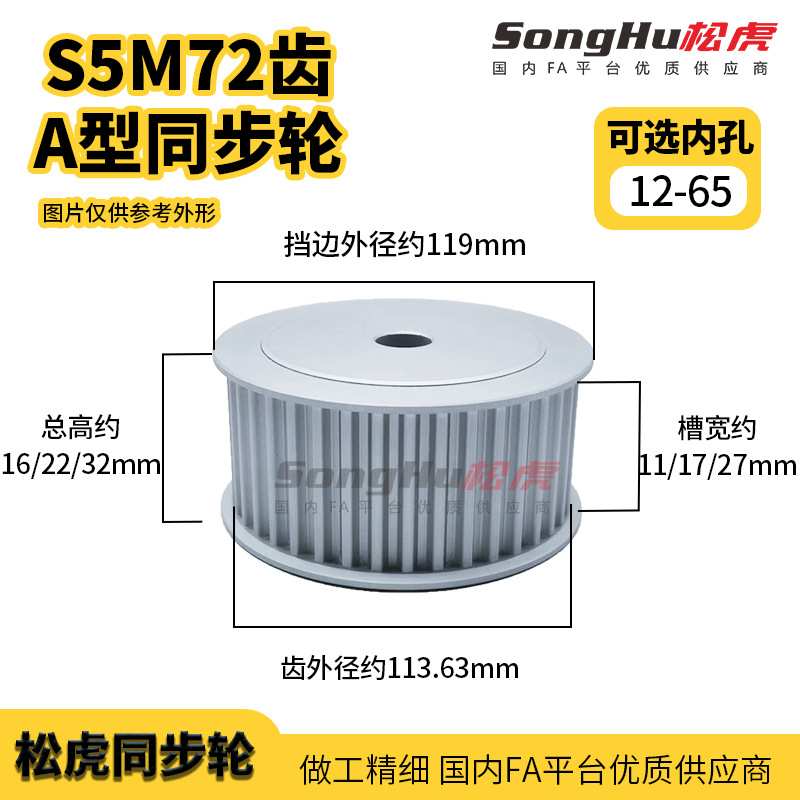 HTPA72S5M150 250-A-P-d53至d65孔现货S5M72齿同步轮同步带轮齿轮