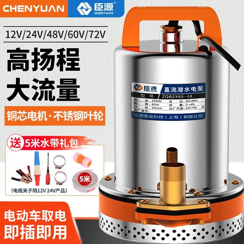直流潜水泵12V24V48V60V抽水泵家用电动车抽水机小型浇菜灌溉