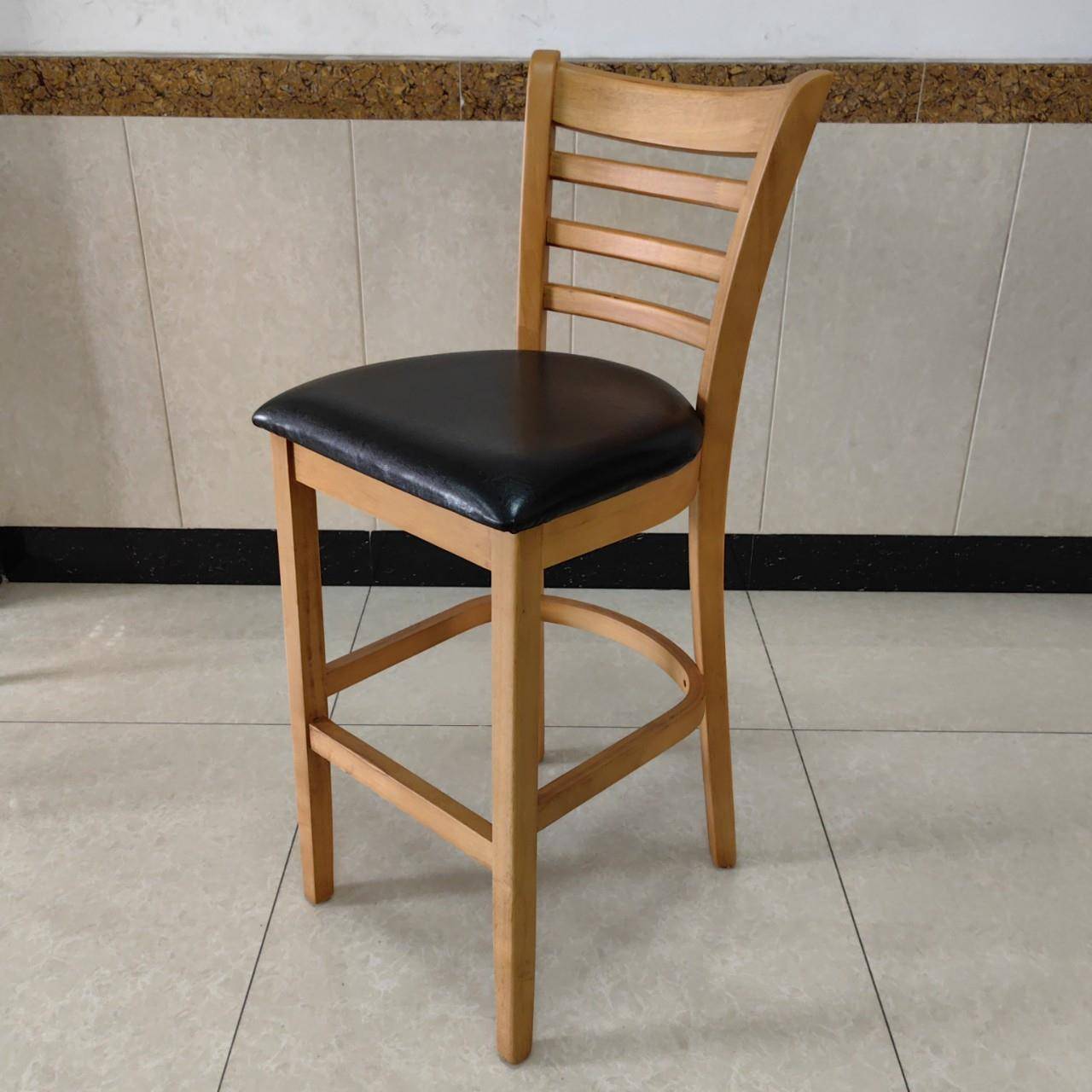 工业风实木酒吧桌椅酒馆吧台吧椅简约靠背高脚椅高吧凳厂家