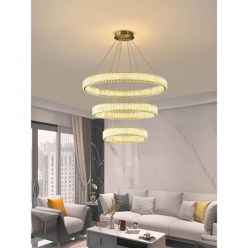 新款简约轻奢水晶吊灯客厅现代高档LED灯饰复式楼大厅豪华版灯具