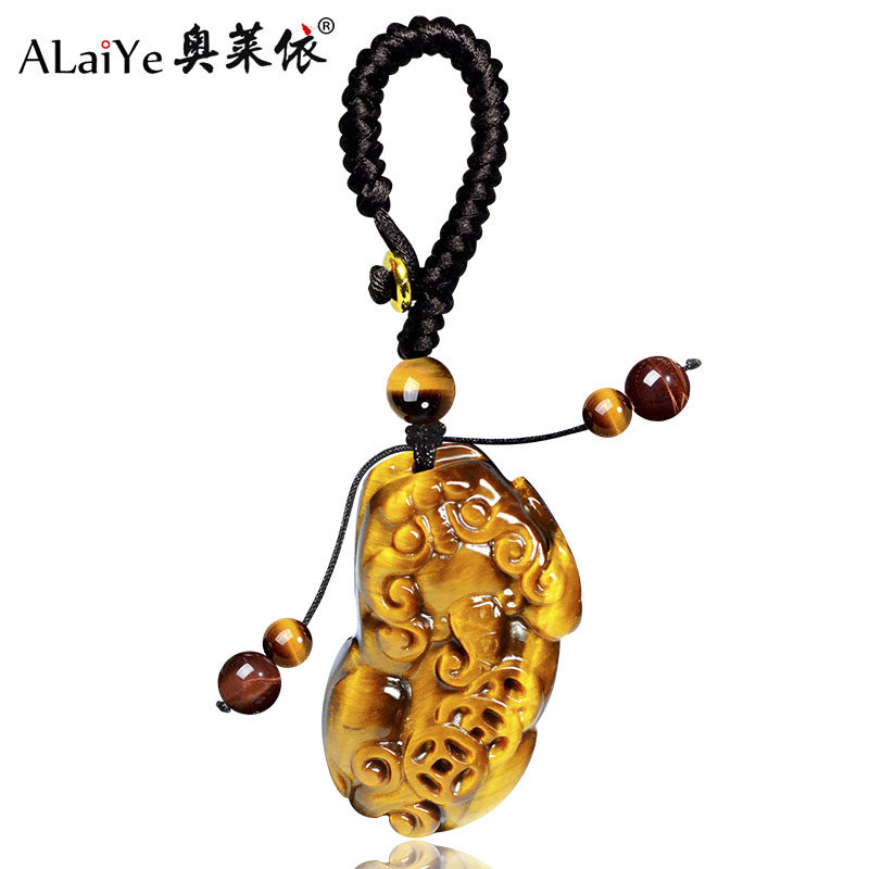 天然黄虎眼石貔貅汽车钥匙扣配件虎睛石皮丘编织活口车挂包包挂件,饰品/流行首饰/时尚饰品新,其他DIY饰品配件,淘宝优惠券,粉丝福利购,淘宝优惠卷