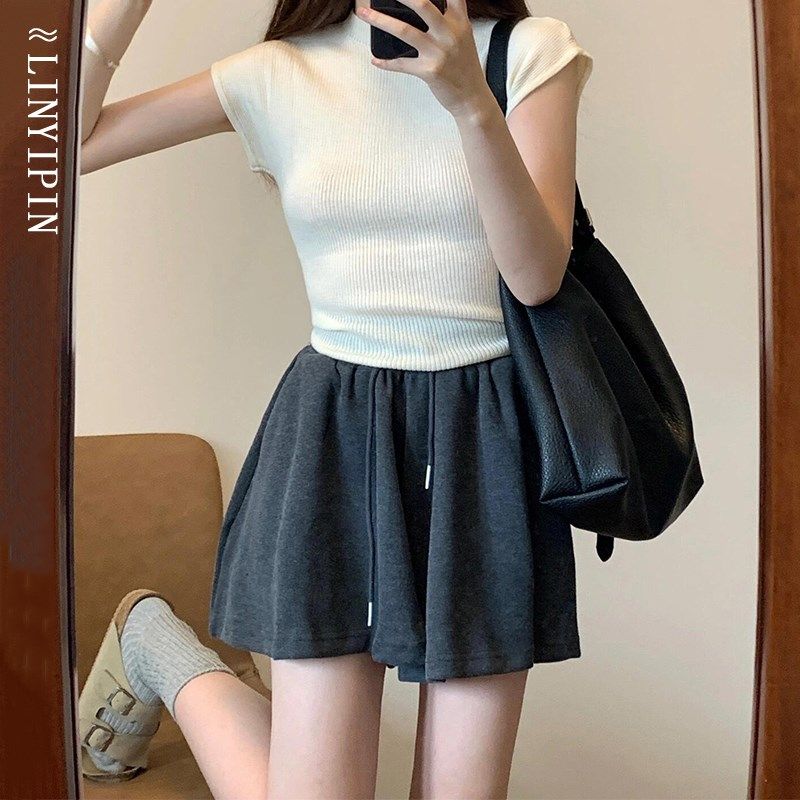 灰色芭蕾风短裤裙女小个子夏季大码胖mm遮肚显瘦阔腿a字百褶裙裤,女装/女士精品,大码半身裙,淘宝优惠券,粉丝福利购,淘宝优惠卷