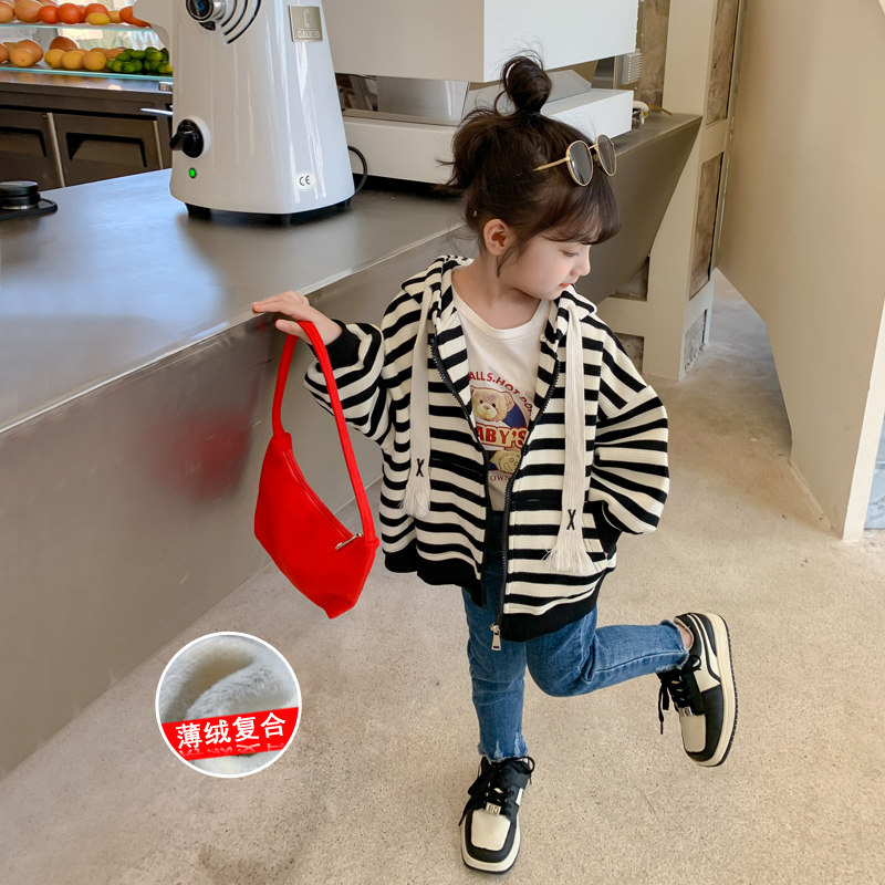 女童春季外套2024新款洋气儿童春装连帽卫衣春秋款小女孩条纹上衣,童装/婴儿装/亲子装,普通外套,淘宝优惠券,粉丝福利购,淘宝优惠卷
