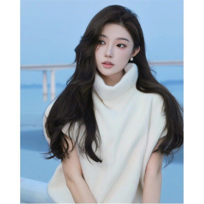 时尚洋气高领背心毛衣女春季2025年新款宽松套头无袖马甲针织衫潮,女装/女士精品,马夹,淘宝优惠券,粉丝福利购,淘宝优惠卷