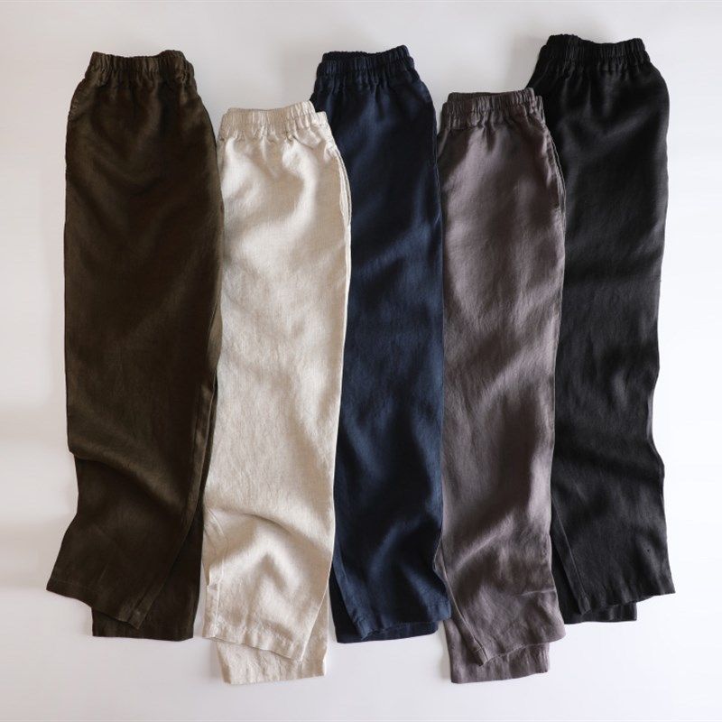 宽松显瘦 纯亚麻小脚萝卜裤女长裤 松紧腰大码棉麻老爹哈伦裤春夏,女装/女士精品,休闲裤,淘宝优惠券,粉丝福利购,淘宝优惠卷