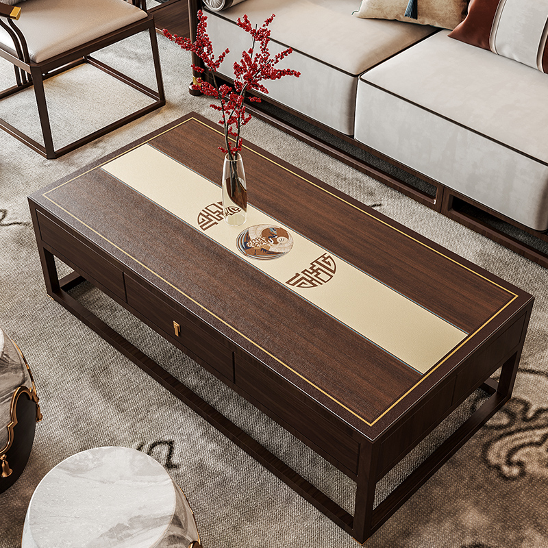 新中式茶几垫仿实木纹皮革高档防水防烫桌布可裁剪定制免洗餐桌垫