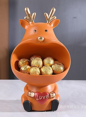 鹿放钥匙收纳摆件家居客厅入户猫结婚礼物北欧现代轻奢玄关装饰品