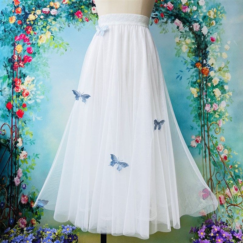 白色蕾丝半身裙高级感法式绣亮片立体花黑色垂感遮胯显瘦纱裙,女装/女士精品,半身裙,淘宝优惠券,粉丝福利购,淘宝优惠卷