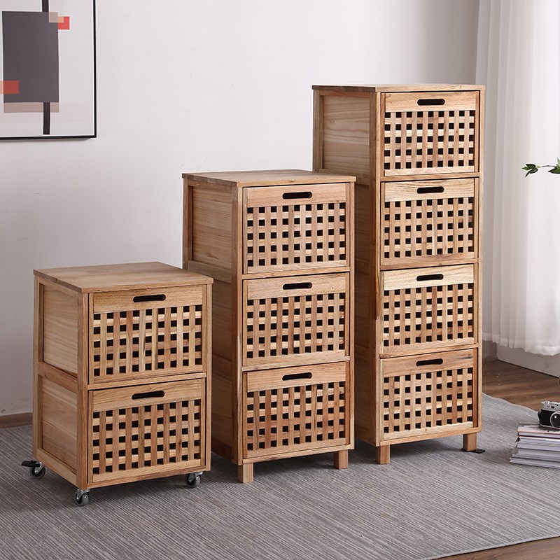 实木抽屉柜北欧风网格整理柜卧室储物柜浴室柜民宿客厅衣物收纳柜