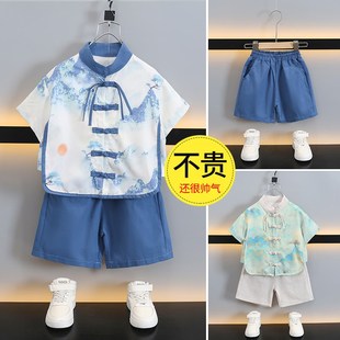 男童汉服唐装夏季新款儿童国风新中式套装中小童小男孩演出服装潮
