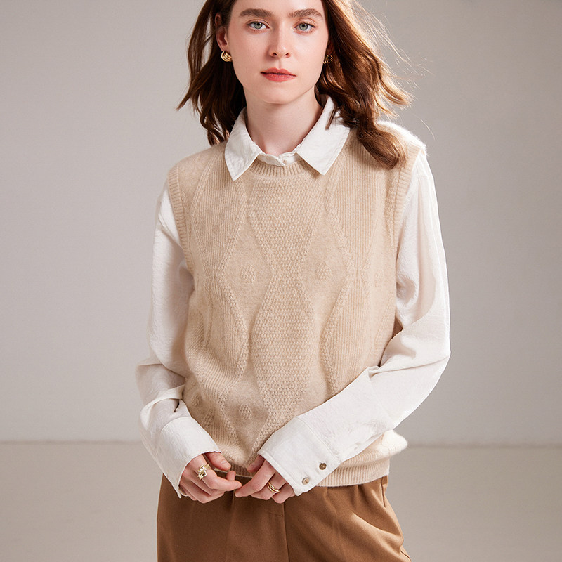 简约圆领100%纯山羊绒针织马甲女装秋冬新款背心叠穿百搭坎肩毛衣,女装/女士精品,羊绒衫,淘宝优惠券,粉丝福利购,淘宝优惠卷