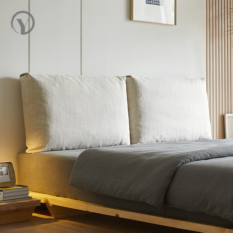 网红民宿床头软包羽绒大靠背日式诧寂风无床头靠垫双人沙发靠枕