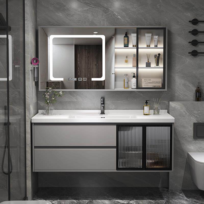 现代智能浴室柜组合卫生间陶瓷一体洗漱台洗脸洗面简约洗手盆套装