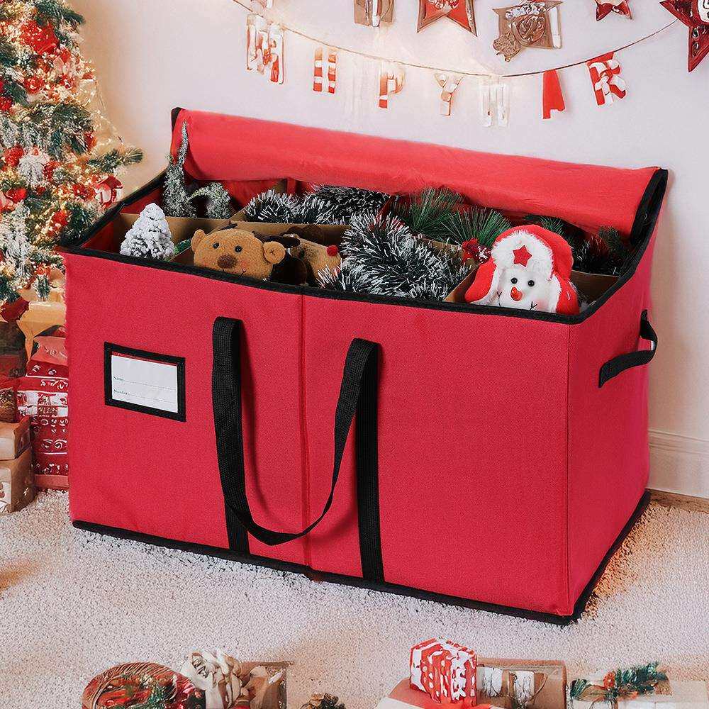 圣诞人物整理收纳容器 可存放8个节日人物 可折叠圣诞雕像收纳盒