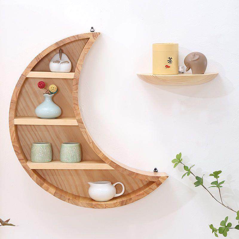 博古架实木新中式茶架挂墙多宝阁墙上置物架壁挂式茶壶展示架小型