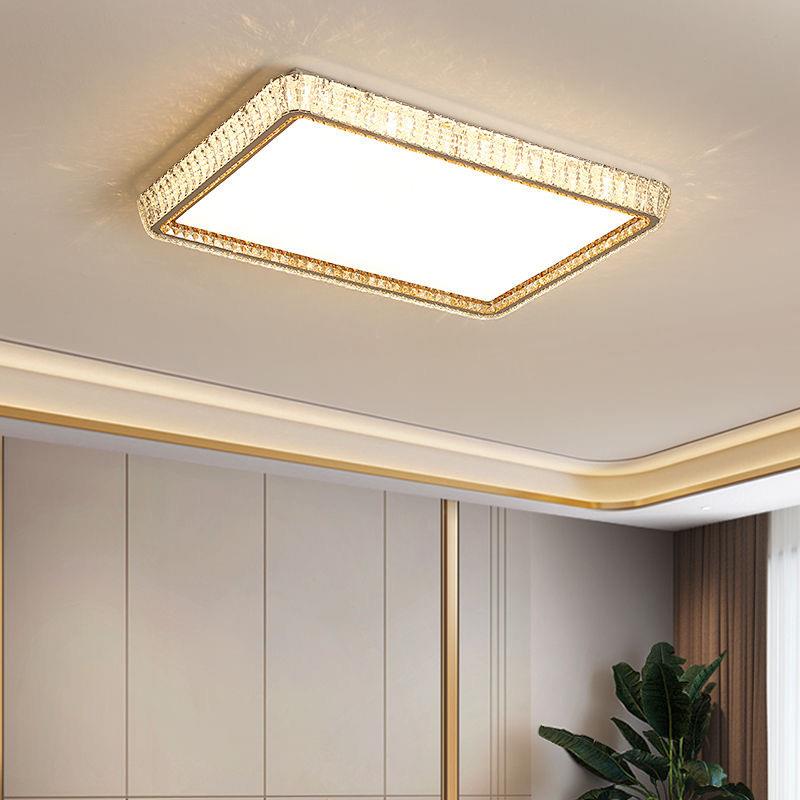 后现代简约客厅水晶灯 方形轻奢主卧室led水晶吸顶灯全屋套装灯具