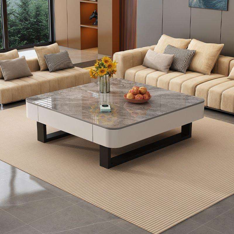 新款轻奢现代茶几家用小户型客厅加厚可储物方形极简岩板高级茶台