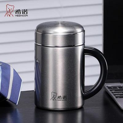 希诺（HEENOOR）带把手保温杯316L不锈钢高档商务办公室杯子大容