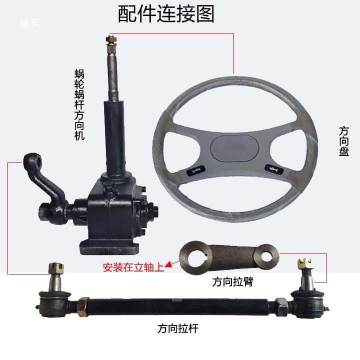 时风五征双力奔马巨力等农用三轮车齿条式方向机改装涡轮式转向机