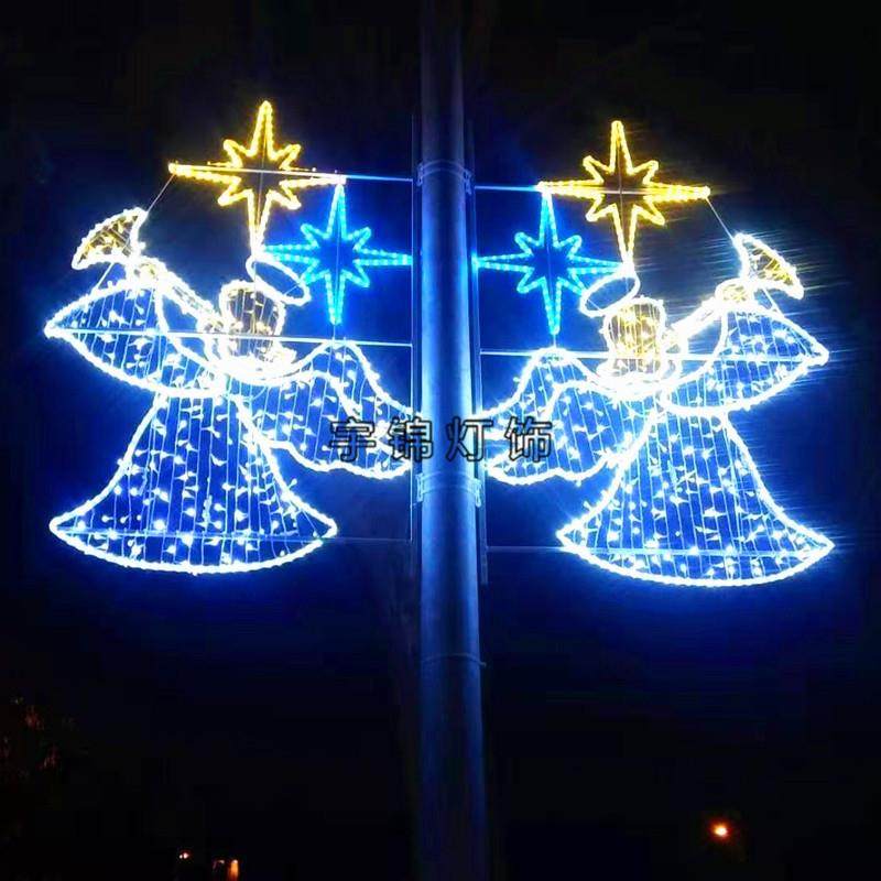 厂家亮化LED发光圈图案彩灯梦幻灯光节花装饰道路灯杆造型灯