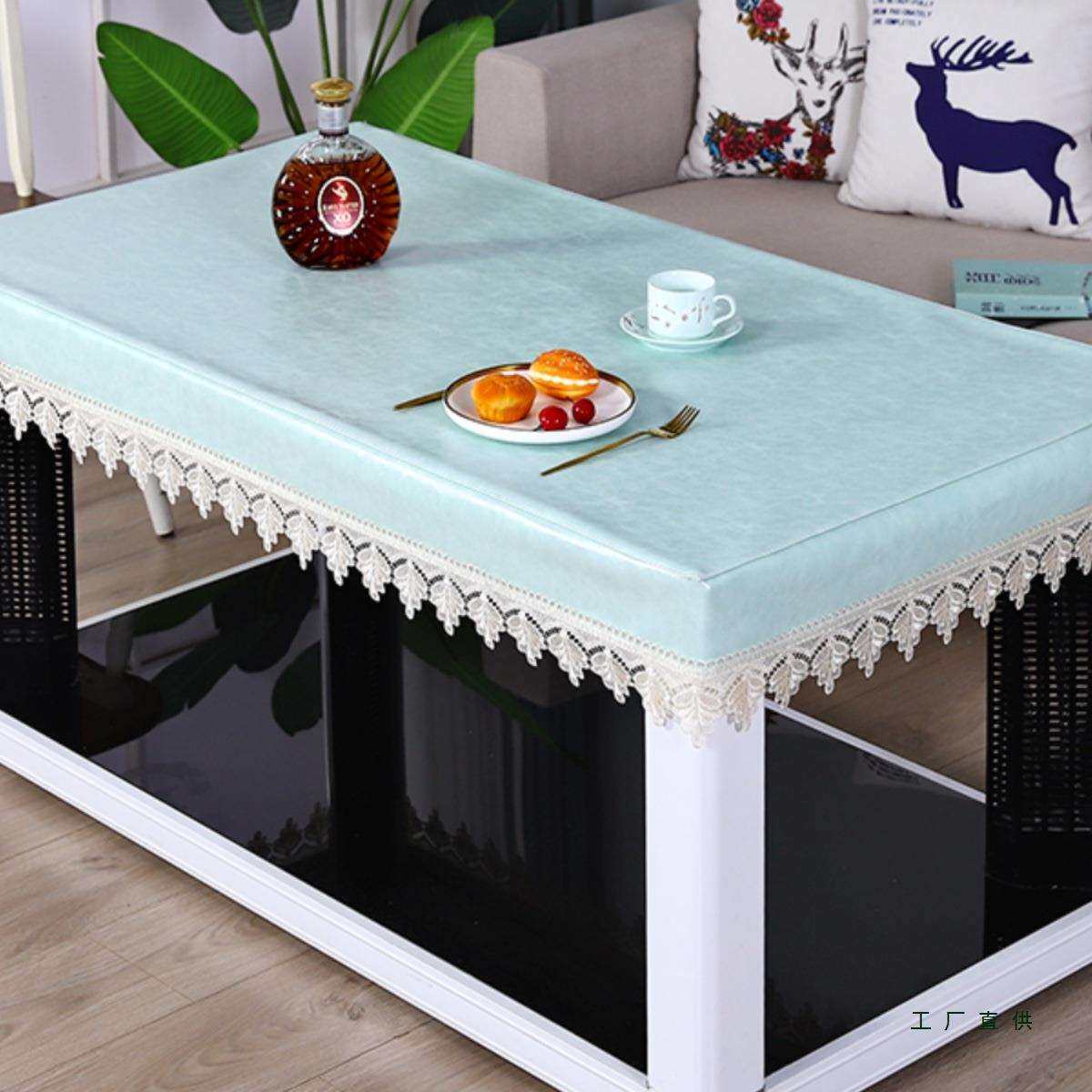 PU电炉桌面防水皮罩茶几防油防尘罩烤火被电暖炉罩取暖器桌子皮套