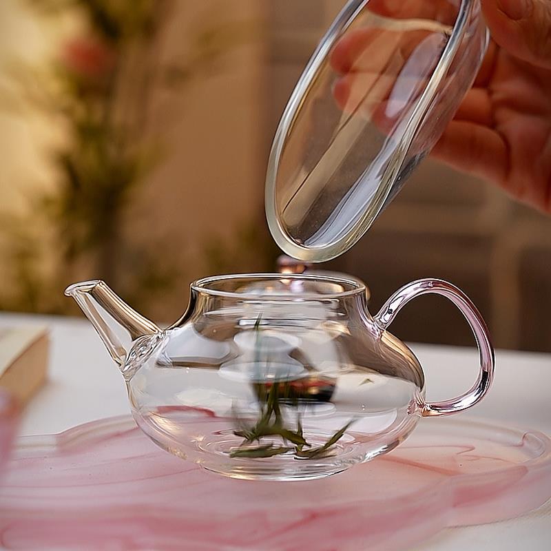 家用玻璃泡茶壶小号迷你小茶壶女士耐热花茶壶纯手工茶具