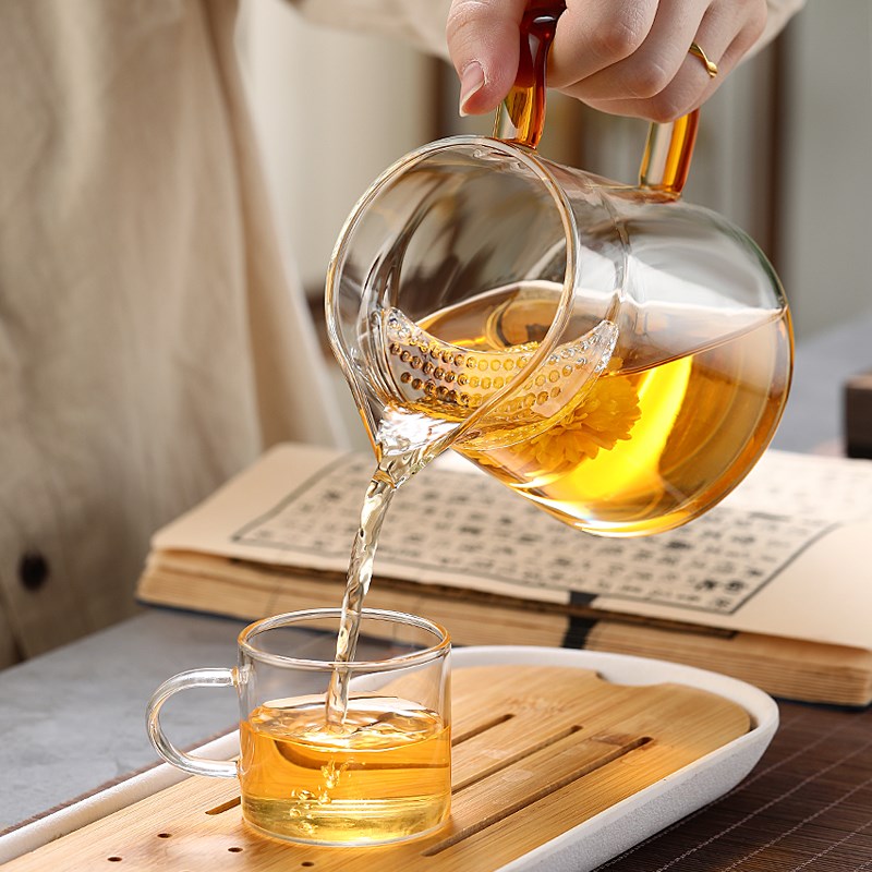 月牙公道杯加厚耐热玻璃滤网泡茶配件一体过滤茶水分离家用公杯