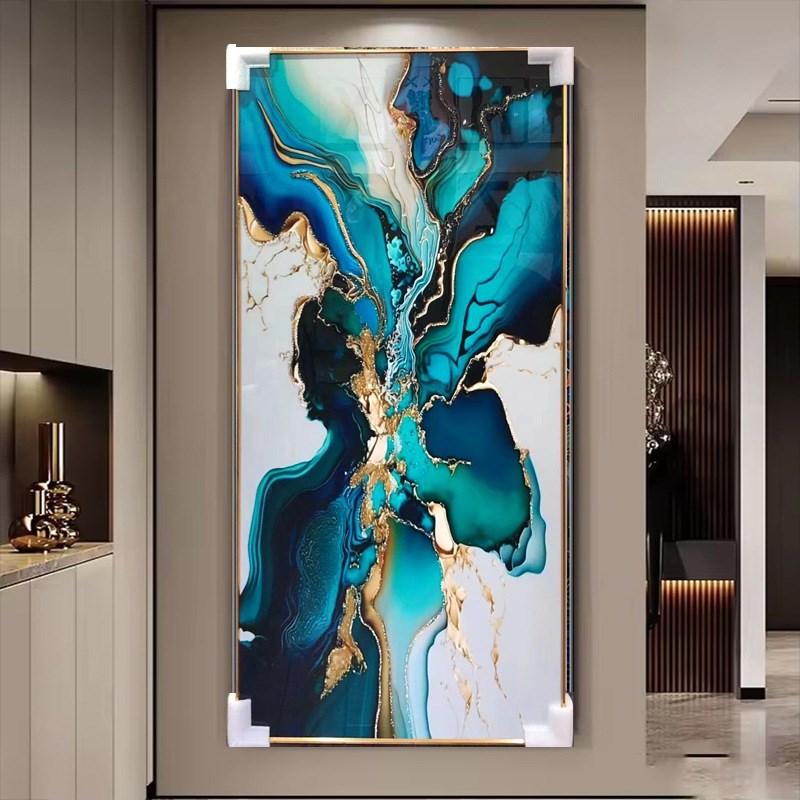 抽象装饰画玄关挂画手工立体晶瓷镶钻壁画酒店走廊过道背景墙画图片