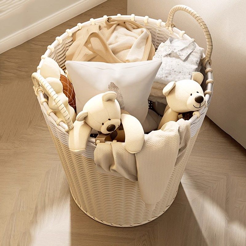 卡维瑞脏衣服收纳筐高颜值轻奢仿藤编脏衣篓家用大容量娃娃收纳桶