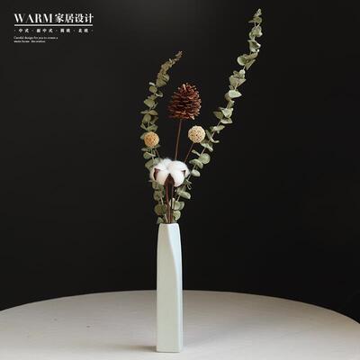 景德镇纯手工复古小花瓶摆件陶瓷创意新中式简约客厅插花干花花束