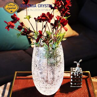 捷克进口BOHEMIA水晶玻璃轻奢乔迁礼物家用客厅插花花瓶装 饰摆件