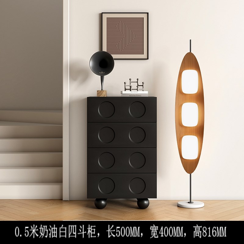 黑色极简八斗柜卧室床尾收纳储物柜G斗柜客厅玄关柜电视沙发边柜