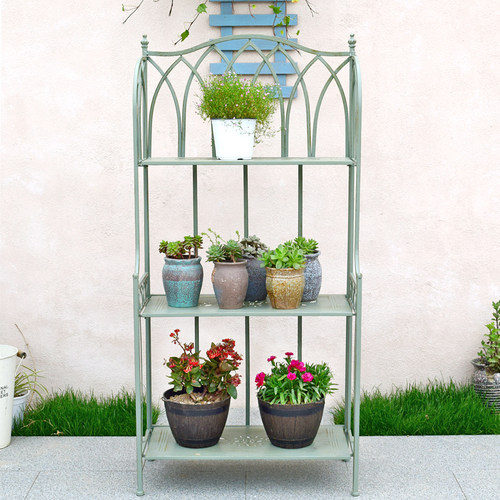 欧式可折叠多层铁艺花架户外庭y院三层落地式免安装花架子防水防