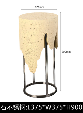 大理石底座圆形石墩石柱客厅电视柜E旁落地展示架基座洞石雕塑摆
