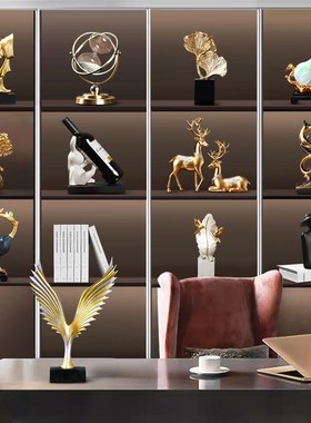 新中式轻奢高档摆件家居客厅软装领导办公室酒R柜书柜工艺品装饰