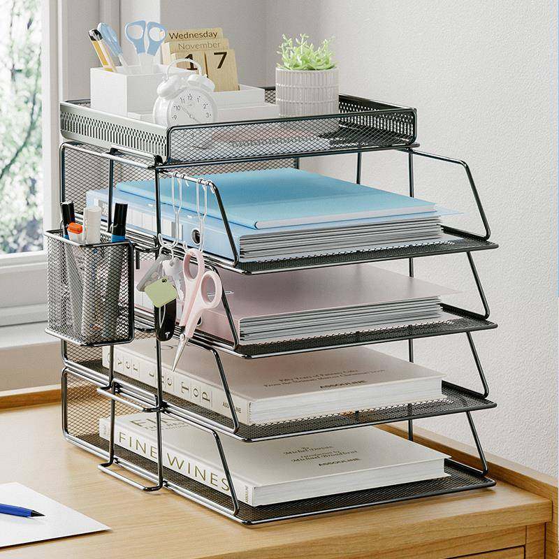 天台华莲金属文件架桌面文件夹档案收纳盒办公室分层文件框资料收