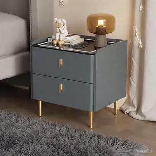 整装实木意式床头柜现代简约家用卧室床边柜轻奢岩板多功能收纳柜