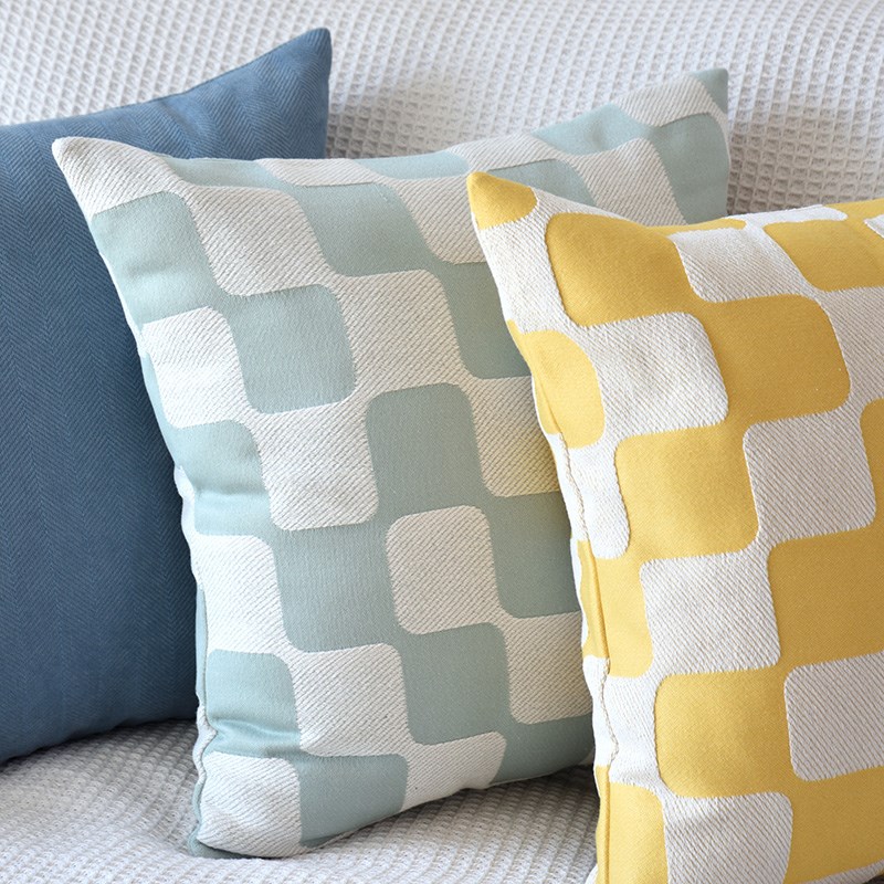 格子靠垫四季客厅沙发抱枕套几何色E织床头靠枕包简约风靠背枕垫