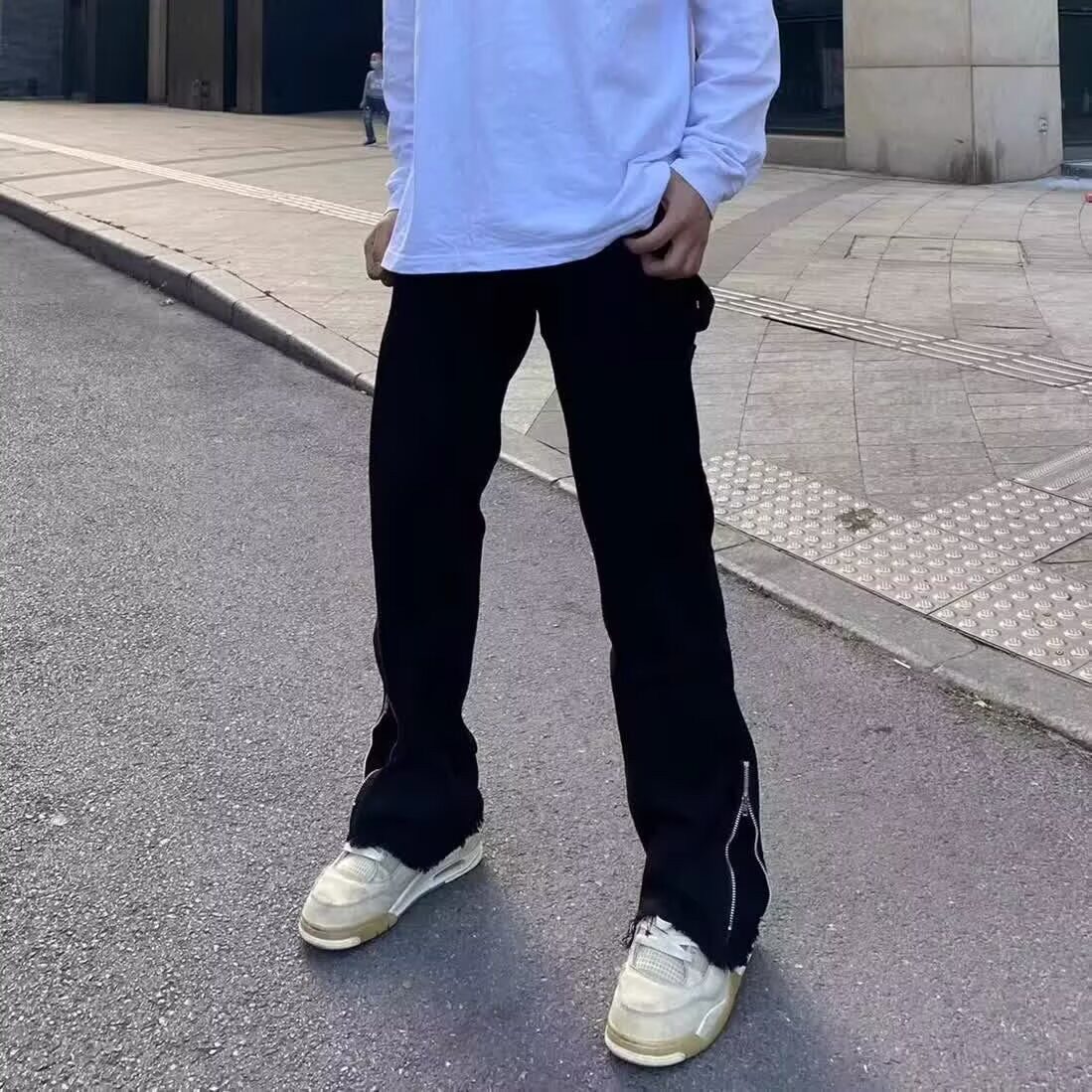 黑色窄版牛仔裤男款春秋高个子显牛仔裤