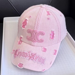 高品质凯旋门做旧k刺绣字母鸭舌帽子女春夏季时尚棒球帽出游遮阳
