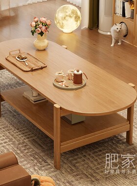 日式阳台小茶e桌双层储物收纳茶几餐桌两用复古简约实木茶台MS441