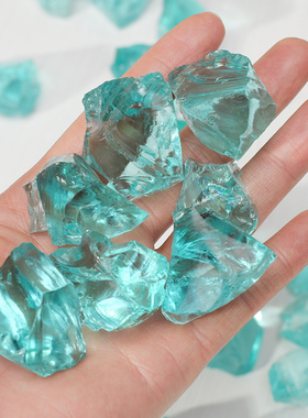 浅蓝色琉璃石碎石人造水晶石香薰石扩香石L装饰摆件室内鱼缸造景