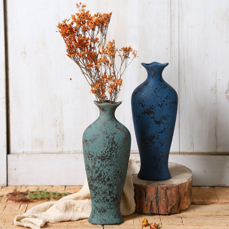 捡漏陶缘溪陶瓷覆古陶罐粗陶干花水养小花瓶客厅插花摆件花盆