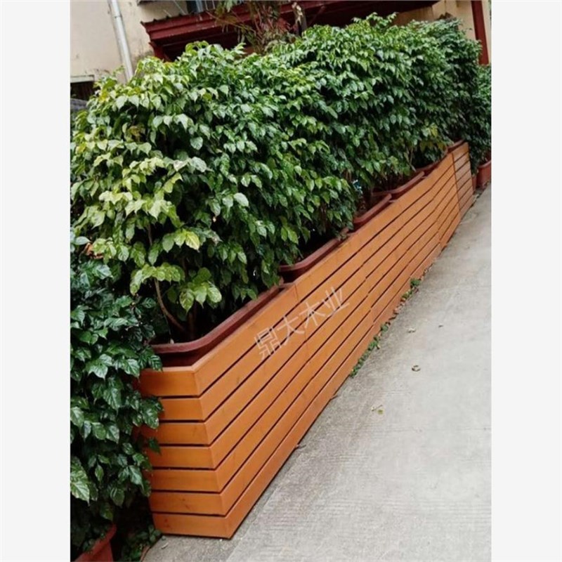 定制户外防腐木花箱室外广场组合实木围栏隔断花槽庭W院花盆种植